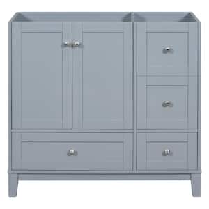 35.4 in. W x 17.5 in. D x 33 in. H Modern Style Large Bath Vanity Cabinet without Top with Right Drawers in Grey Blue