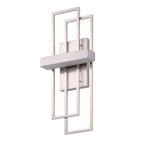 Merra 1-Light Brushed Nickel LED Wall Sconce with Geometric Metal Frame
