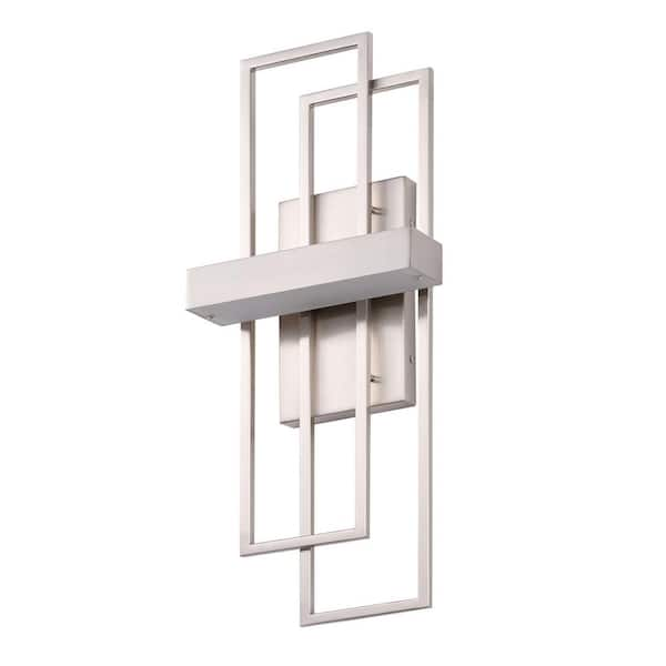 Merra 1-Light Brushed Nickel LED Wall Sconce with Geometric Metal Frame ...