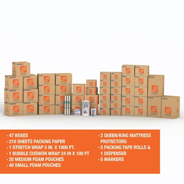 The Home Depot 47-Box 2 Bedroom Moving Box Kit