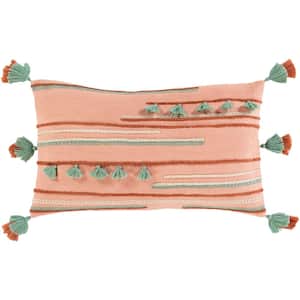 Bray Rose/Multi Woven Texture Polyester Fill 12 in. x 20 in. Decorative Pillow