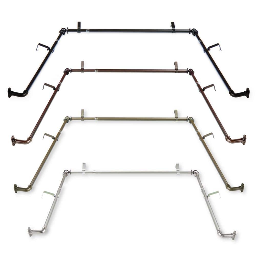 EMOH 5/8 inch Blackout Bay Window Curtain Rod 20"36", 38"72" Black