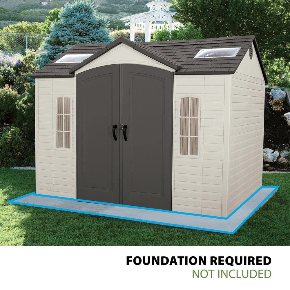 Lifetime Tan and Brown Polyethylene Outdoor Storage Shed with Double Doors, 10 x 8 ft.