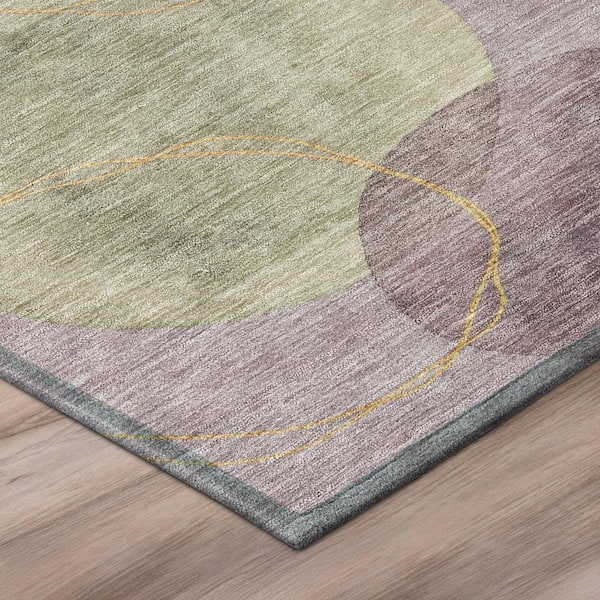 Chantille Machine Washable Indoor/Outdoor Abstract ACN3085 Lavender 8 ft. x 8 ft. Round Rug