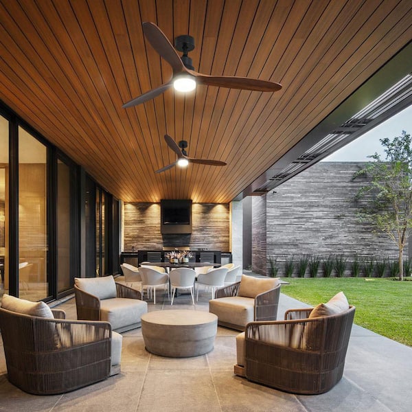 Sofucor 60 in. Integrated LED Indoor/Outdoor Black Ceiling Fan