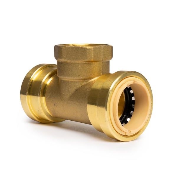 QUICKFITTING 1 in. Push-to-Connect x Push-to-Connect x FNPT (Female Thread) Brass Tee Fitting