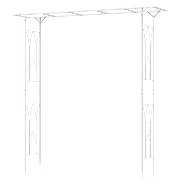 81.8 in. x 81.1 in. Garden Arbor Decorative White Tall Metal Arbor with Trellise for Climbing Plants Flowers