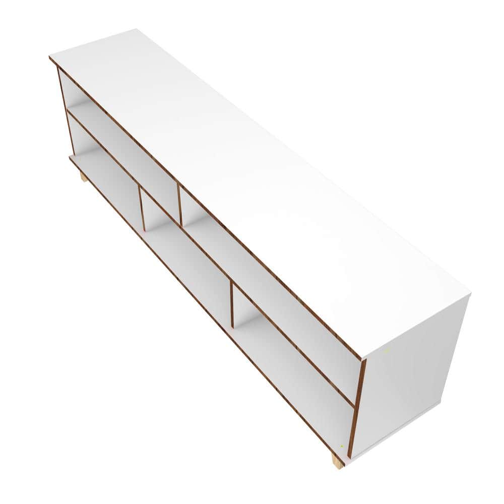 Warren White and Oak 71" TV Stand with Shelves