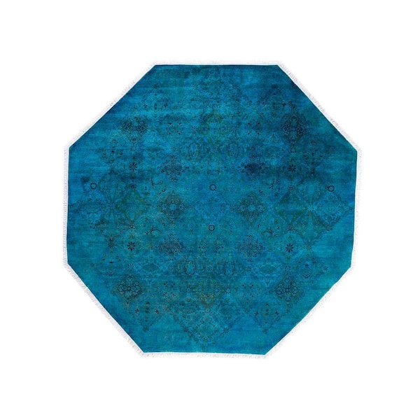 Overdyed Blue 8 ft. x 10 ft. Solid Wool Indoor Area Rug