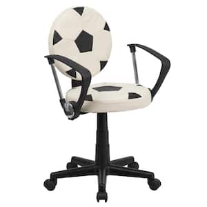 Soccer Black and White Task Chair with Arms