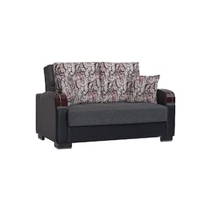 Goliath Collection Convertible 63 in. Grey Chenille 2-Seater Loveseat with Storage