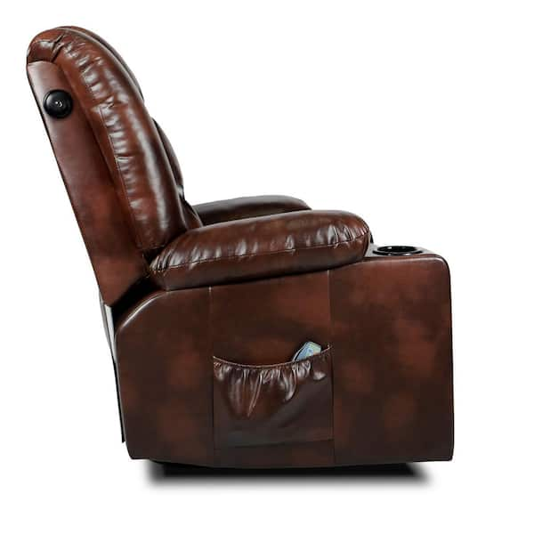 Lucklife Black PU Leather 360 Degree Heated Massage Recliner Chair