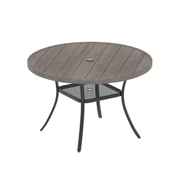 Sudzendf 47.2 in. Brown Round Metal Outdoor Dining Table ZTPO12-1623 ...