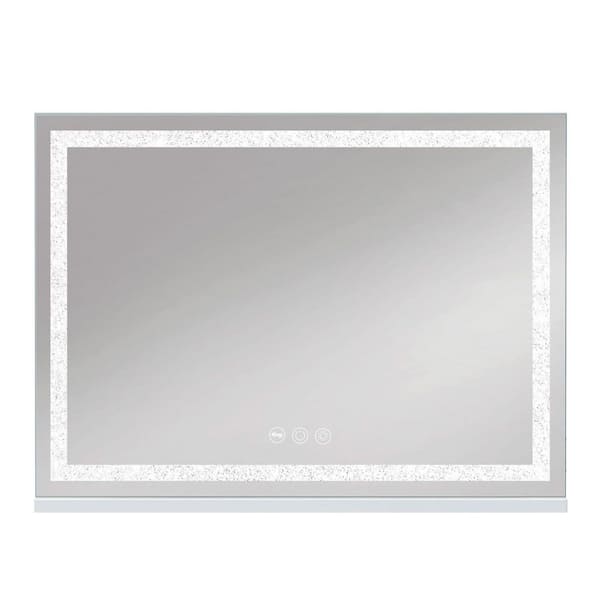 31.5 in x 22.8 in White Vanity with Crystal Light Strip and 3 Colors Dimmable Light Makeup Mirror wiuth USB Charge Port