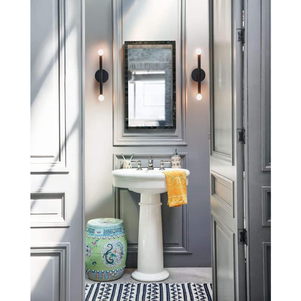 Millie 14" Black Steel Dimmable Cylinder Wall Sconce