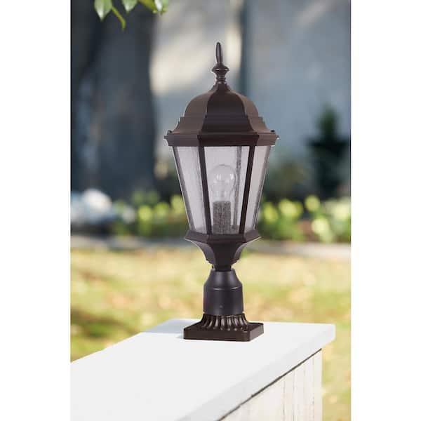 Chadwick 1-Light Bronze Finish Aluminum Hardwired Outdoor Weather Resistant Post Light with No Bulbs Included