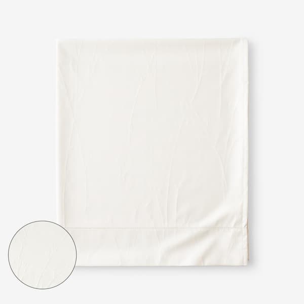 The Company Store Legends Luxury Jacquard Ivory Floral 600-Thread Count Supima Wrinkle-Free Cotton Full Flat Sheet