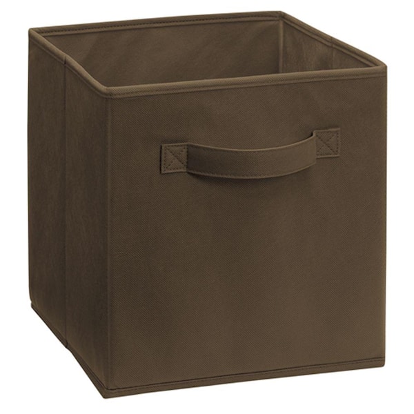 ClosetMaid 11 in. H x 10.5 in. W x 10.5 in. D Dark Brown Wood Fabric Cube Storage Bin