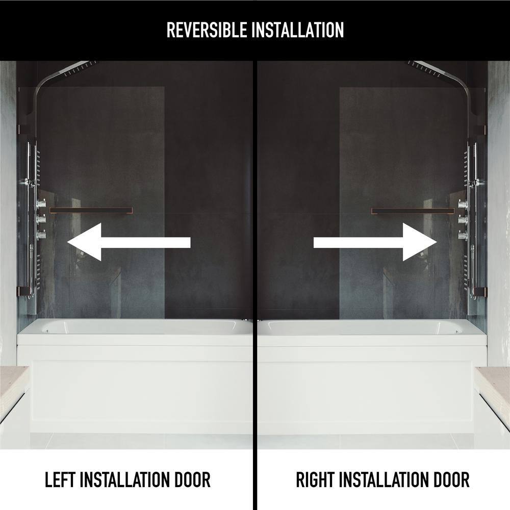 Rialto 34" W x 57.38" H Frameless Clear Glass Tub Door