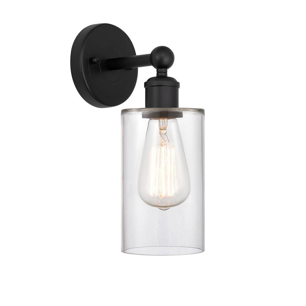 Clymer 1-Light Matte Black, Clear Wall Sconce with Clear Glass Shade price history on PriceWatchPro