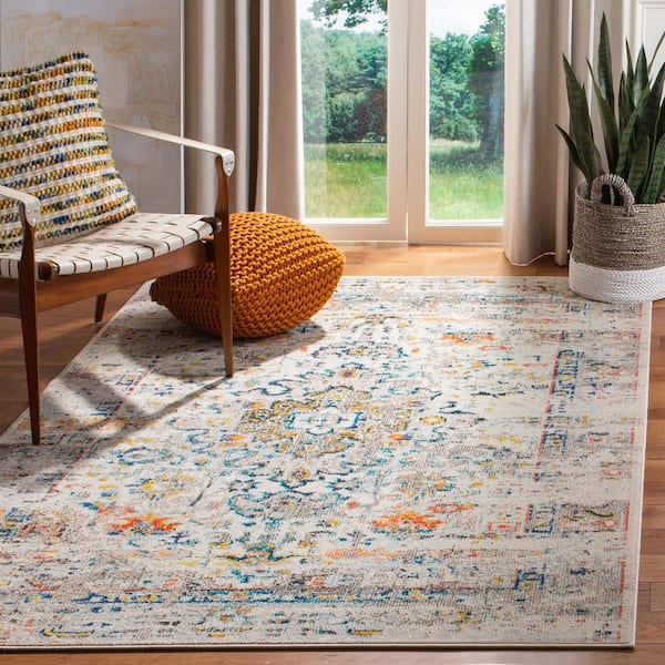 Madison Cream/Blue 5 ft. x 8 ft. Border Area Rug