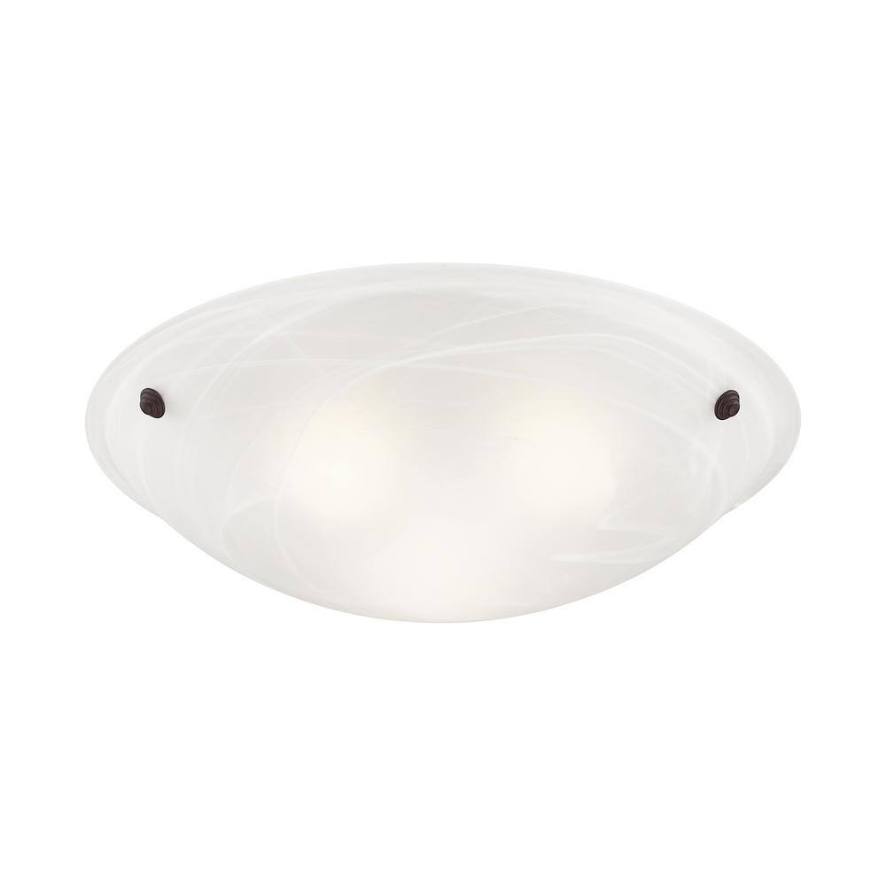 Oasis Bronze Finish 3-Light LED Flush Mount with White Alabaster Glass