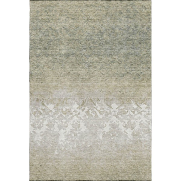 Mayfield Premium Machine Washable Abstract AMF1959 Beige 10 ft. x 14 ft. Area Rug