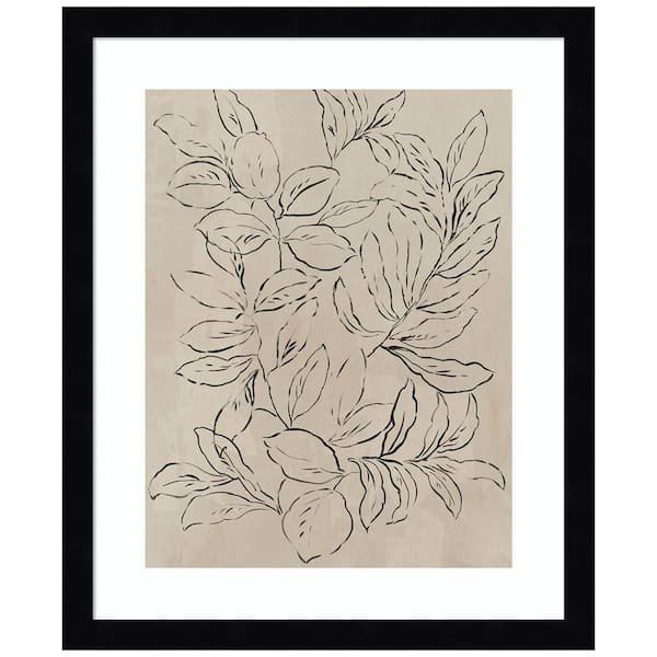 Amanti Art "Outlined Leaves II" by Asia Jensen 1-Piece Wood Framed Giclee Nature Art Print 14 in. x 17 in.