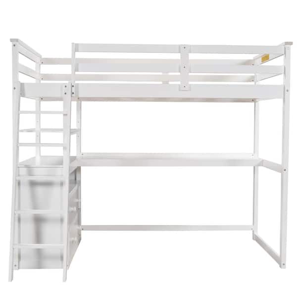 Twin Size Loft Bed With Desk And, Twin Loft Bed With Drawers And Desk