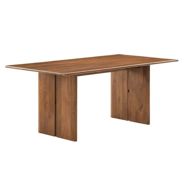 MODWAY Amistad in Walnut Wood 72 in. Column Dining Table Seats 8