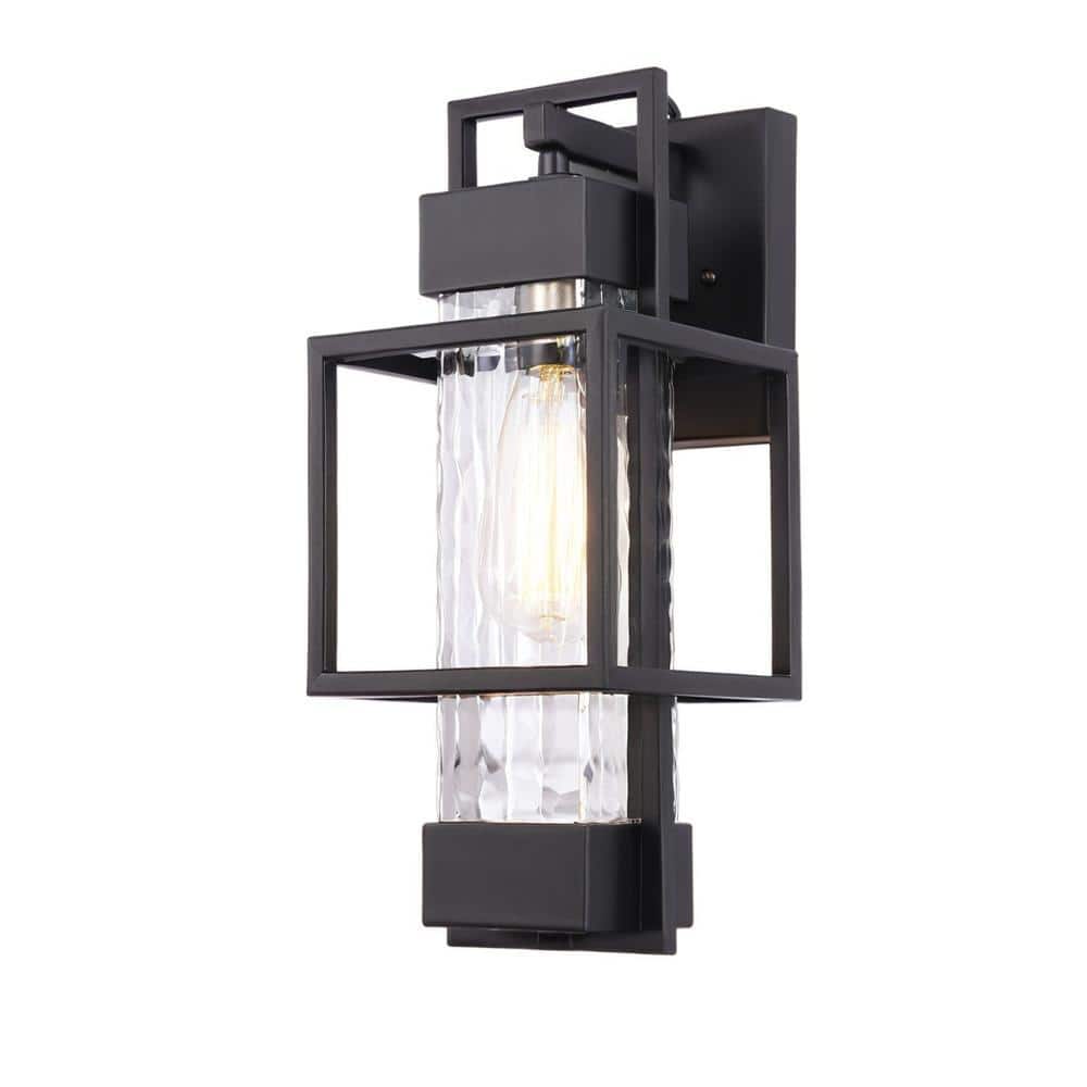 1-Light Modern Black Outdoor Wall Lantern Sconce with Clear Glass, T10 LED Bulbs Included(2-Pack) price history on PriceWatchPro
