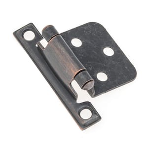 Variable Overlay Brushed Oil-Rubbed Bronze Semi-Concealed Self-Closing Square-Edged Face Frame Cabinet Hinge (2-Pack)