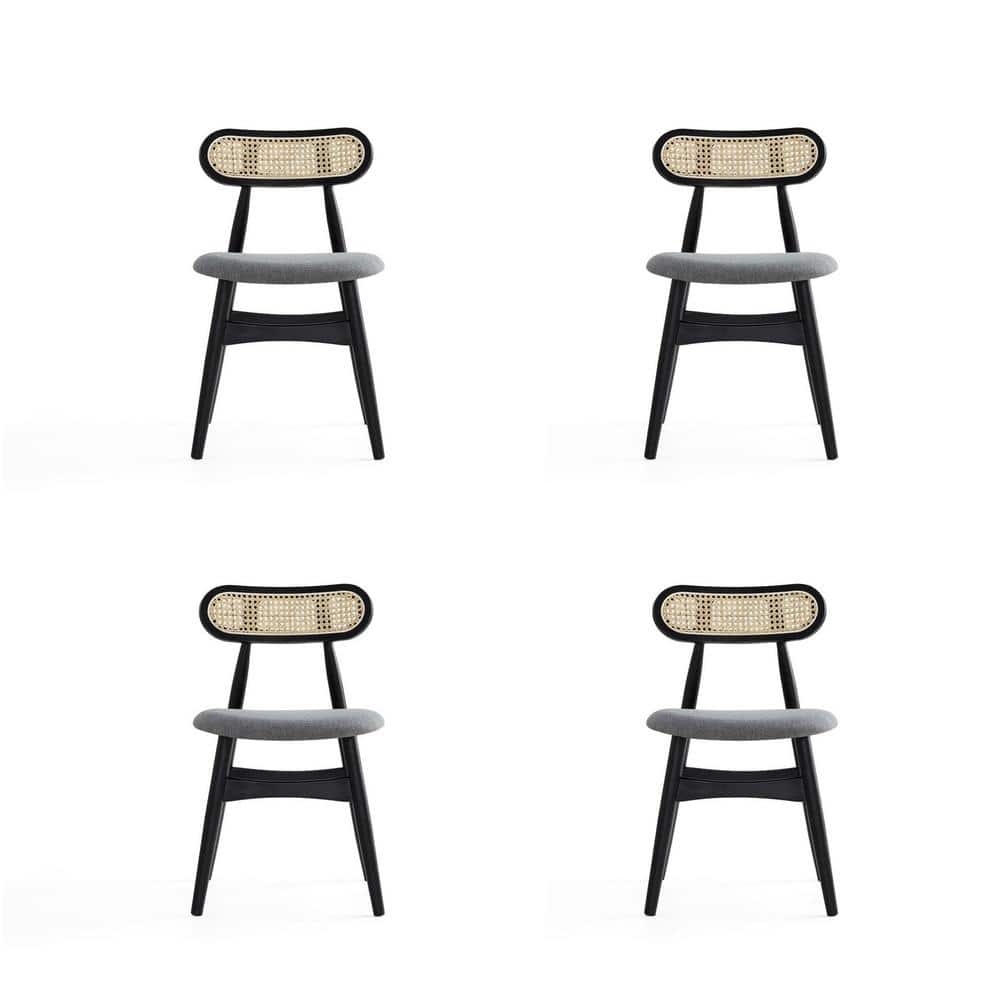 Colbert High-Back Black Wood and Cane Side Chair