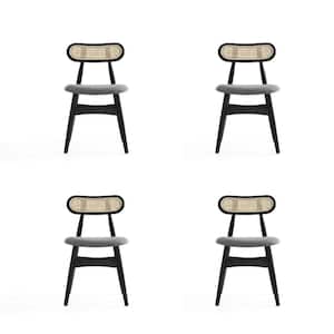 Colbert Black, Cane and Grey Dining Side Chair (Set of 4)