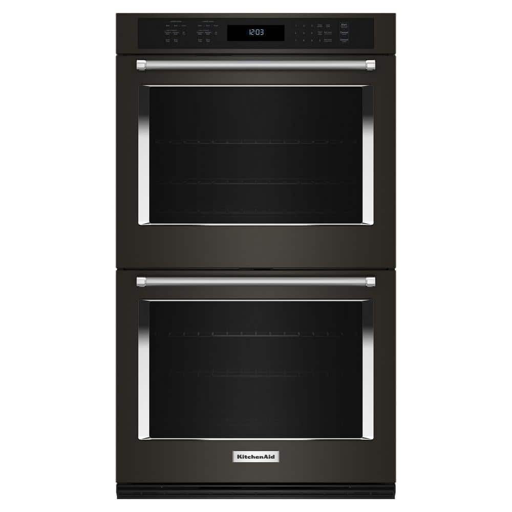 30 in Double Electric Wall Oven with True Convection Self-Cleaning in Black Stainless Steel with PrintShield Finish -  KitchenAid, KOED530PBS