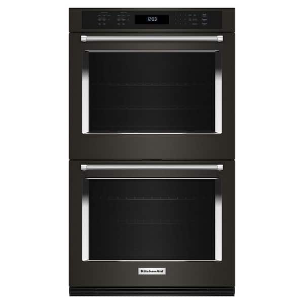 Whirlpool 30 in Double Electric Wall Oven with True Convection Self-Cleaning in Black Stainless Steel with PrintShield Finish