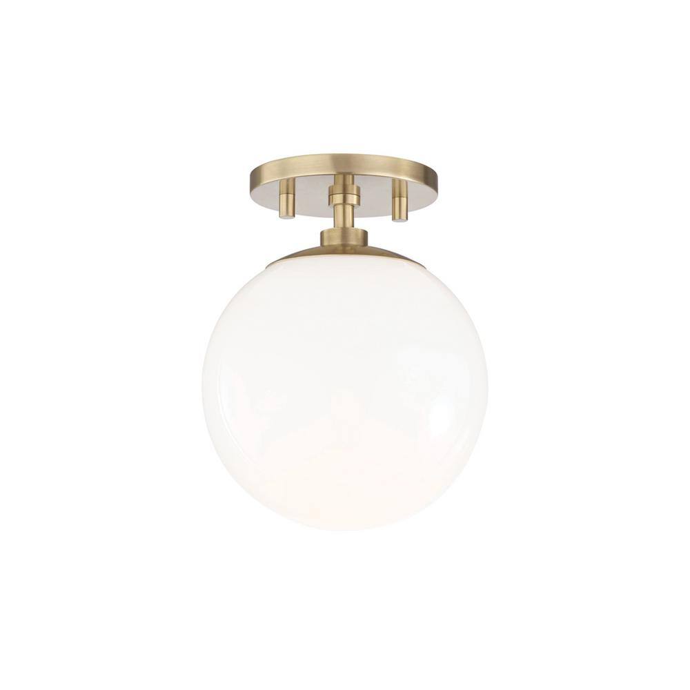 Fifth and Main Lighting Jack 1-Light Aged Brass Semi-Flush Mount with ...