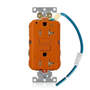 20 Amp SmartlockPro Industrial Grade Heavy Duty Tamper Resistant Isolated Ground Duplex GFCI Outlet, Orange