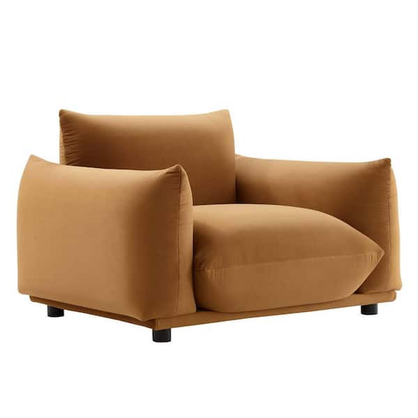 MODWAY Copious Cognac Performance Velvet Armchair