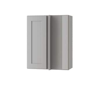 Tremont Pearl Gray Painted Plywood Shaker Assembled Blind Corner Kitchen Cabinet Sft Cls R 24 in W x 12 in D x 30 in H