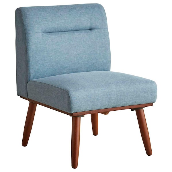 ORE International 30 in. Ariel Blue/Espresso Mid Century All Wood Sectional 1-Seater Sofa