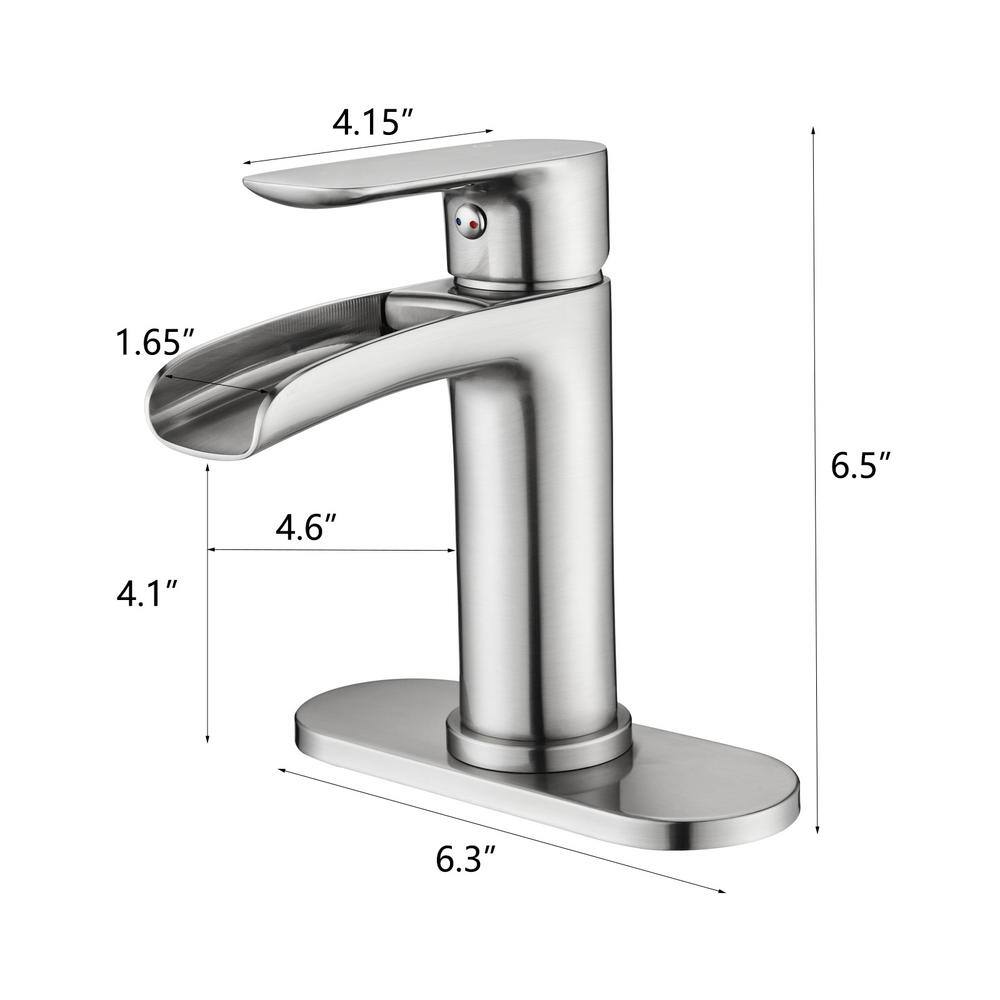 Brushed Nickel Single Handle Waterfall Bathroom Faucet