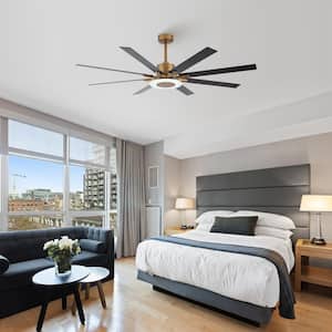 65 in. Indoor Integrated LED Reversible 8-Blade Antique Gold Ceiling Fan with Light and Remote Control