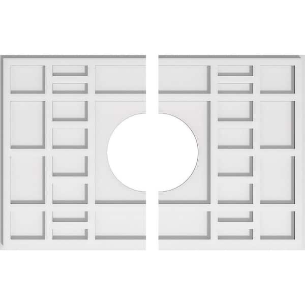Ekena Millwork 26 in. W x 17-3/8 in. H x 7 in. ID x 1 in. P Beaux Architectural Grade PVC Contemporary Ceiling Medallion (2-Piece)