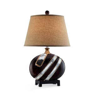 28.5 in. Espresso Standard Light Bulb Bedside Table Lamp