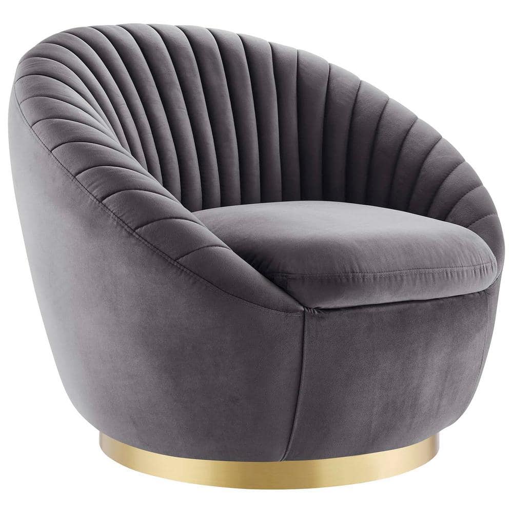 grey velvet swivel chair