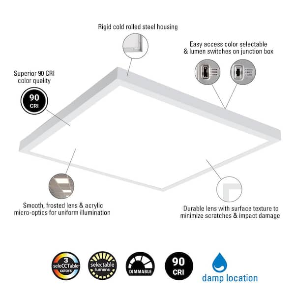 Metalux 2 ft. x 2 ft. Integrated LED Panel Light, Selectable 4800