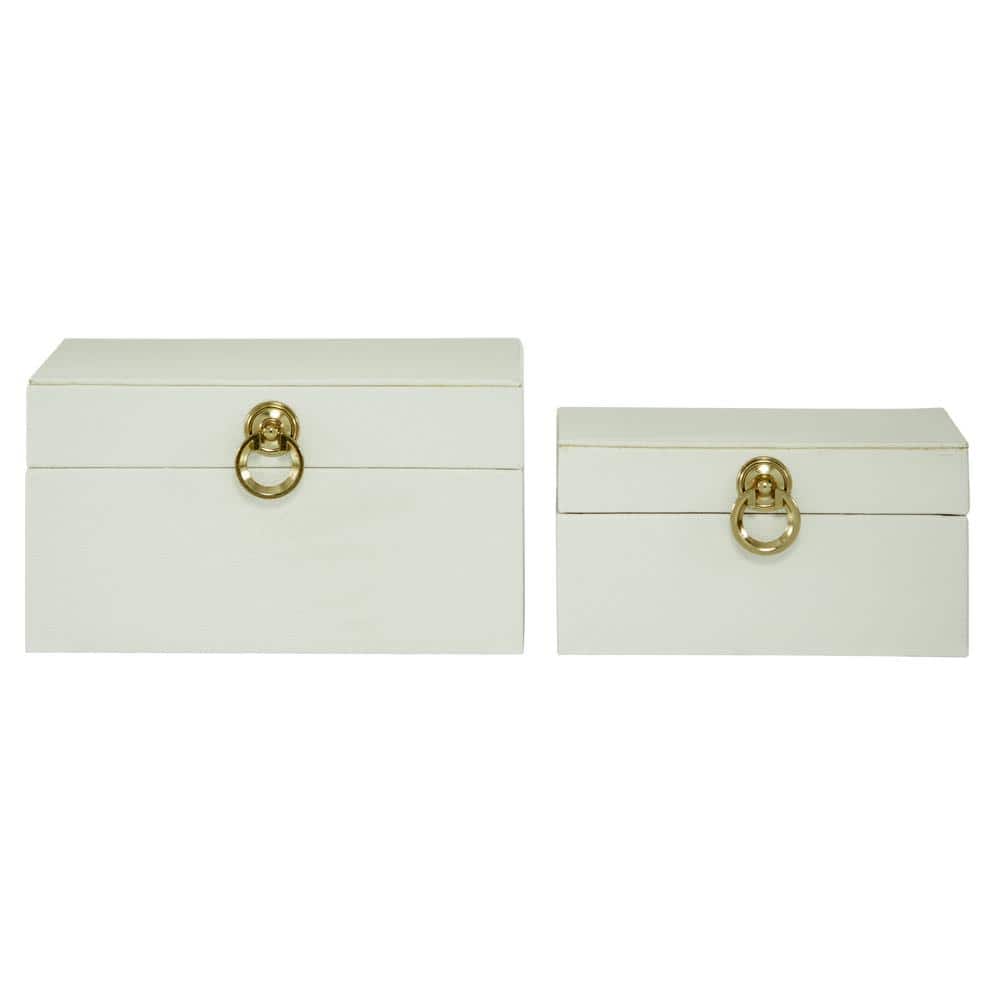 CosmoLiving by Cosmopolitan 56665 Large Rectangular Glam Metallic Gold Leaf Decorative Boxes Set of 2 13” x 7” 11” x 6”