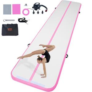 Air Mat 4 in. Thickness Inflatable Gymnastics Tumbling Mat with Electric Pump, 16 ft, Pink