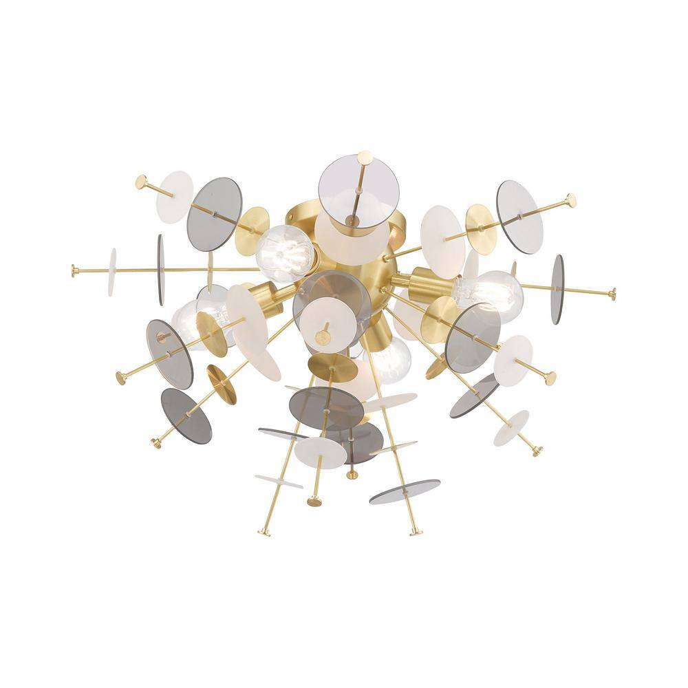 Satin Brass and Glass 4-Light Flush Mount Ceiling Fixture